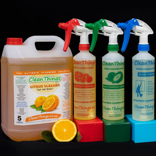 All Purpose Citrus Cleaner Concentrate 5 ltr + set of 3 Reusable Spray Bottles - Cleaning Product - Clean Things