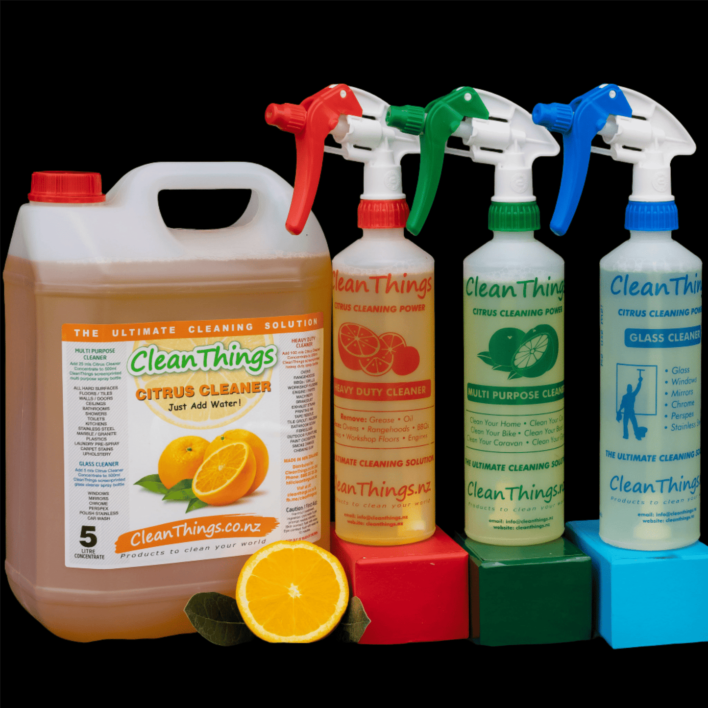 All Purpose Citrus Cleaner Concentrate 5 ltr + set of 3 Reusable Spray Bottles - Cleaning Product - Clean Things