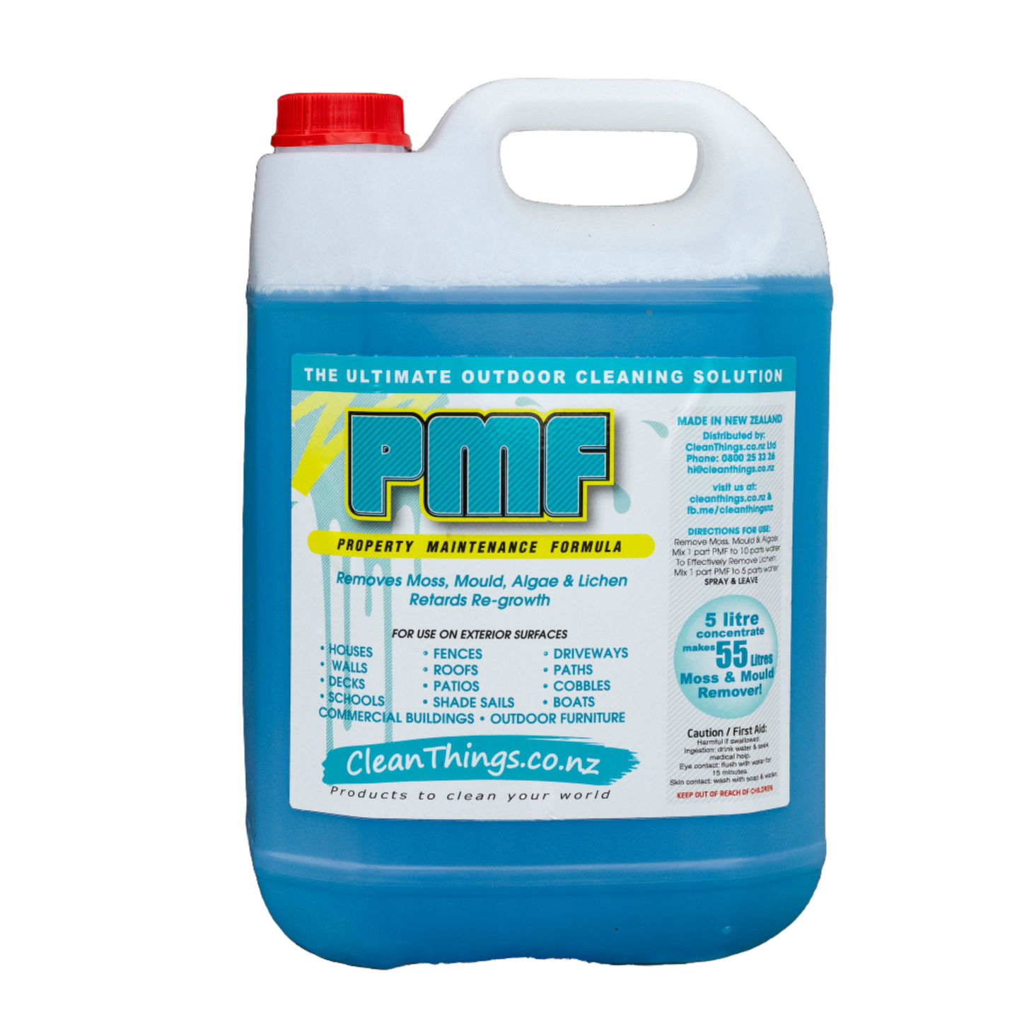 Outdoor Cleaner 5 litre makes 50 litres moss mould algae and lichen remover clean outdoor areas including deck fence paths &