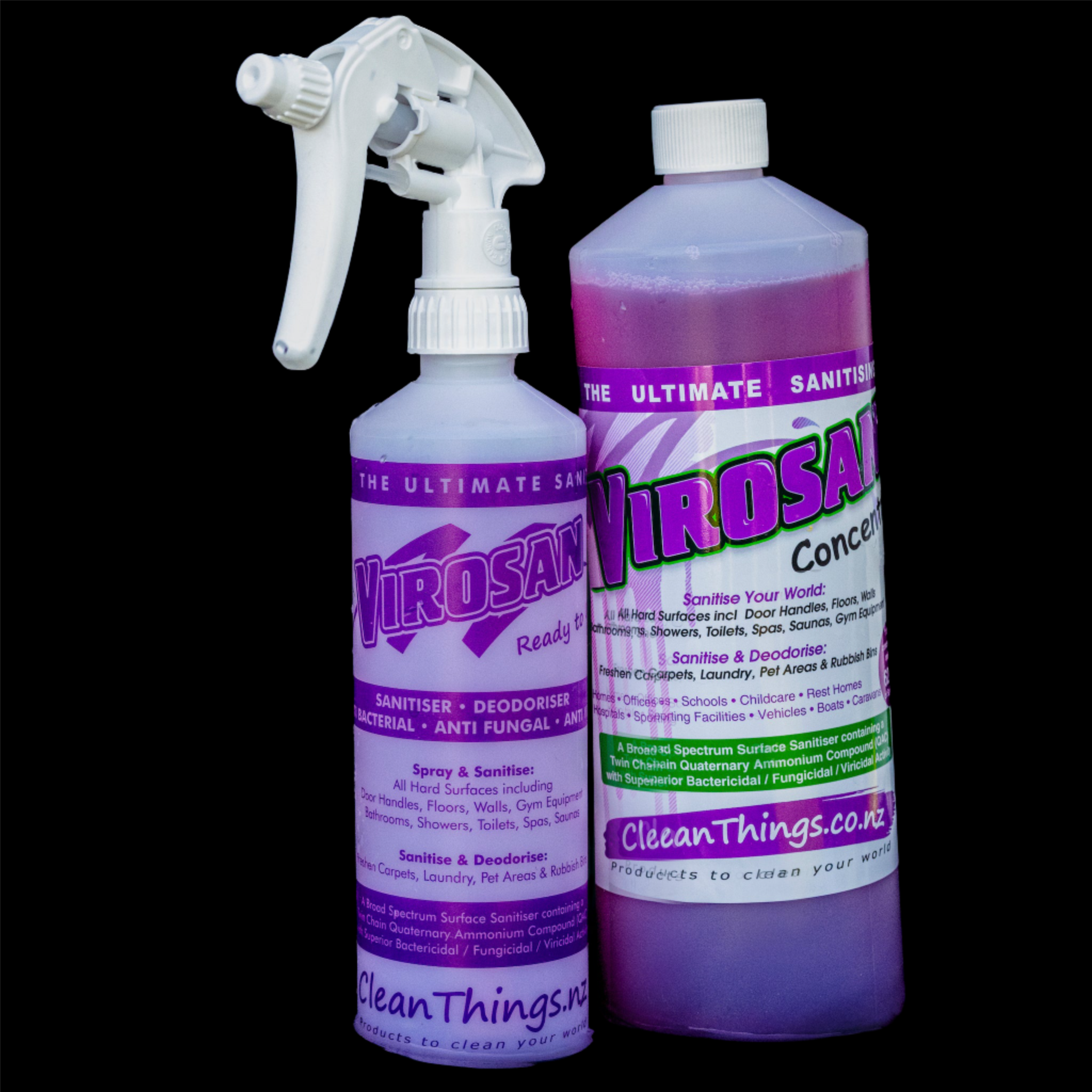 Virosan Spray Bottle ready to use & Virosan Sanitiser Deodouriser 1 ltr Concentrate so you can refill spray bottle 124 times