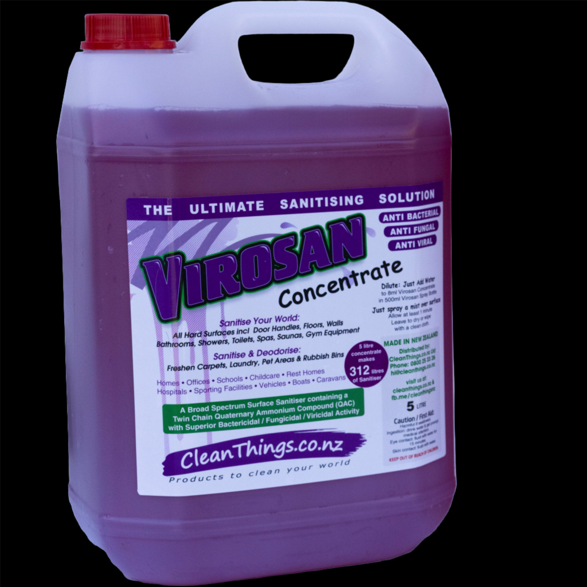 Virosan Sanitiser Deodouriser Concentrate 5 ltrs makes 312 ltrs Sanitise all hard surfaces laundry Deodourise kill bad smells