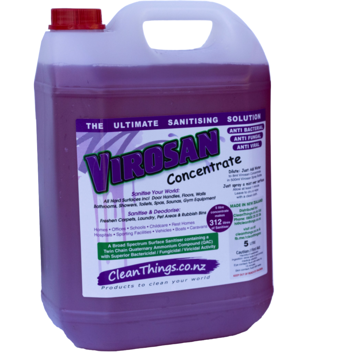 Virosan Sanitiser Deodouriser Concentrate 5 ltr makes 312 ltrs Sanitise all hard surfaces laundry & Kill bad smells Deodorise