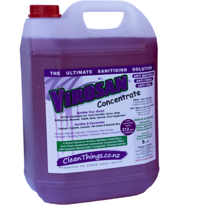 Virosan Sanitiser Deodouriser Concentrate 5 ltr makes 312 ltrs Sanitise all hard surfaces laundry & Kill bad smells Deodorise