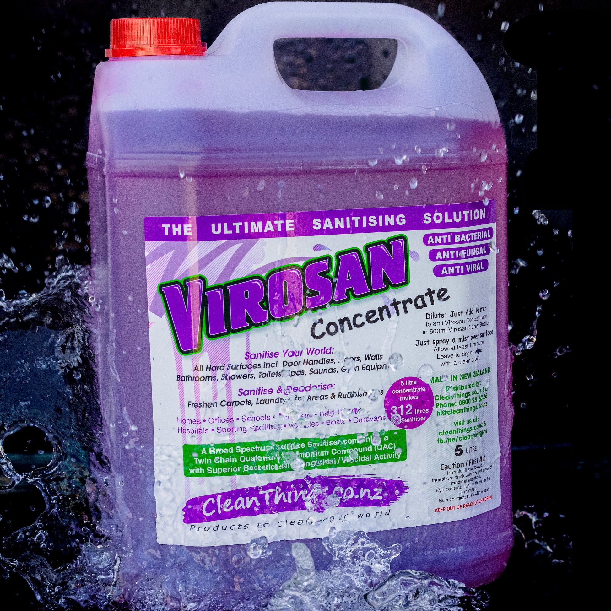 Virosan Sanitizer Deodorizer Concentrate 5 ltrs makes 312 ltrs Anti Bacterial Anti Fungal & Anti Viral. Sanitise & Deodourise