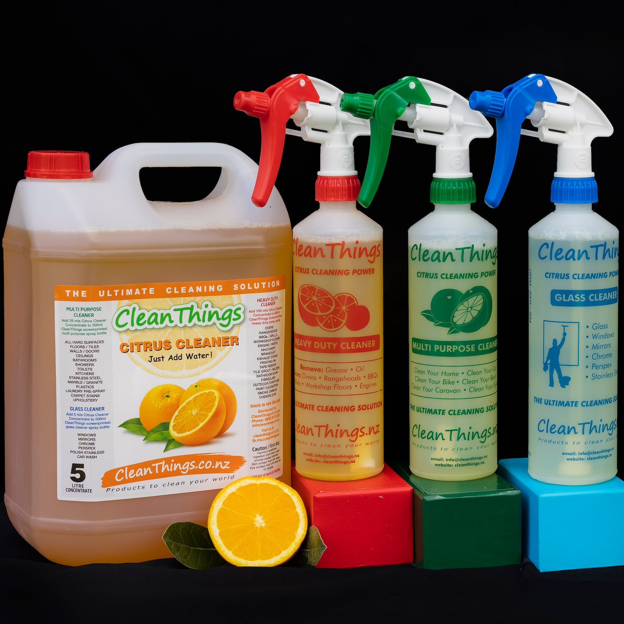 All Purpose Citrus Cleaner Concentrate 5 ltr + set of 3 Reusable Spray Bottles - Cleaning Product - Clean Things