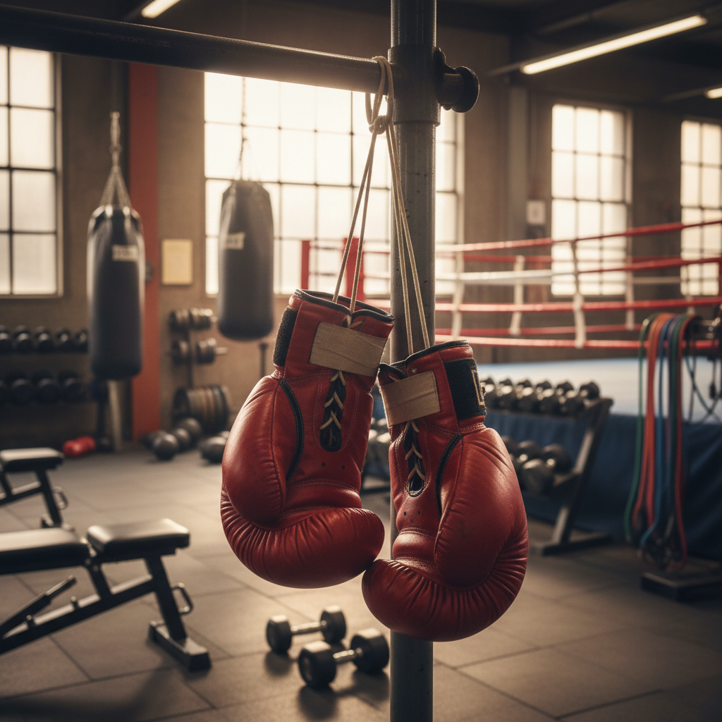 Boxing gloves in gym