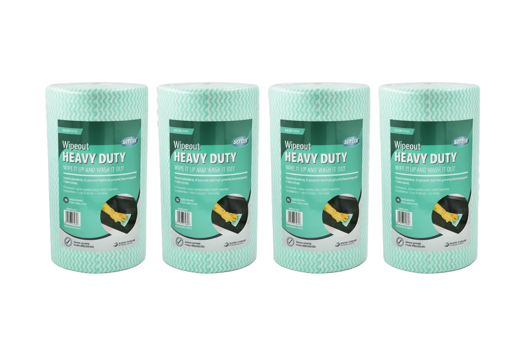 Green Sorb-X Wipeout Heavy Duty Rolls. Quantity 4 