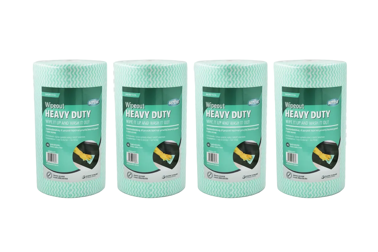 Green Sorb-X Wipeout Heavy Duty Rolls. Quantity 4 