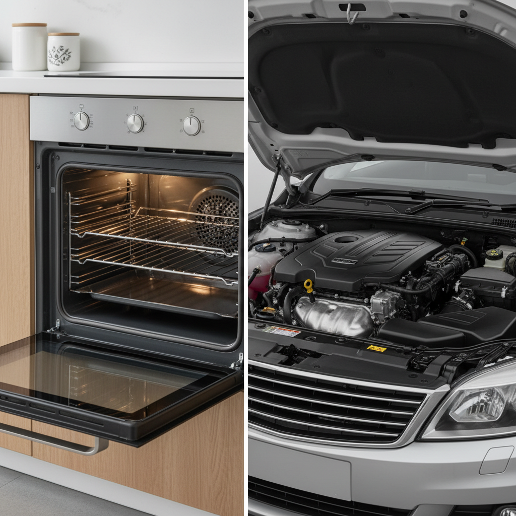 Home oven and car engine degreasing