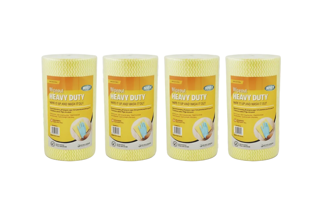 Yellow Sorb-X Wipeout Heavy Duty Rolls. Quantity 4